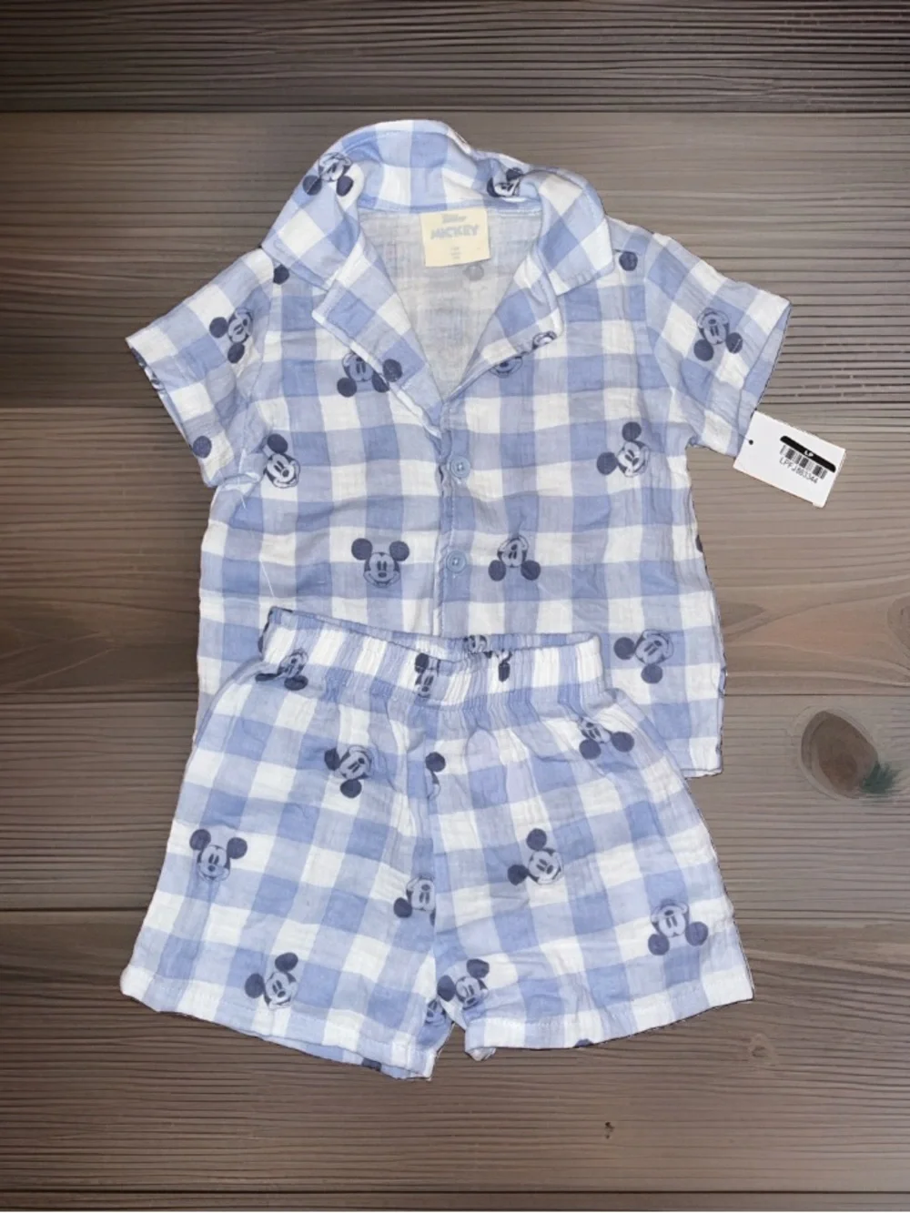 4-Items 18m Bundle Mickey Mouse Thermal Outfit & A2pc Button Up W/Shorts